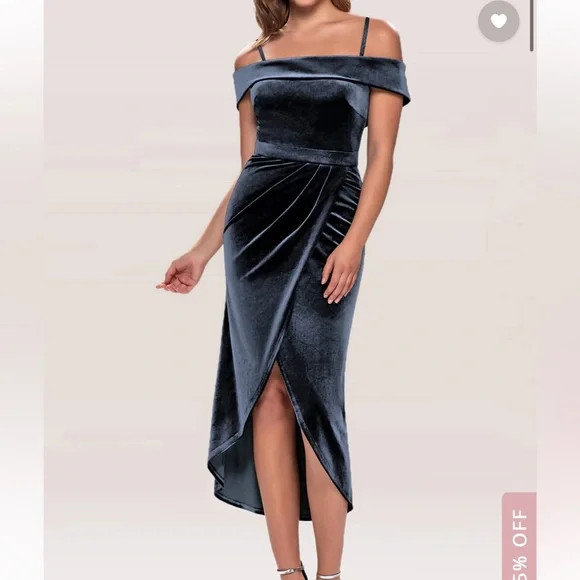 blue linen dress Blue Melange Loose Linen Maxi Dress from NikkaPlace